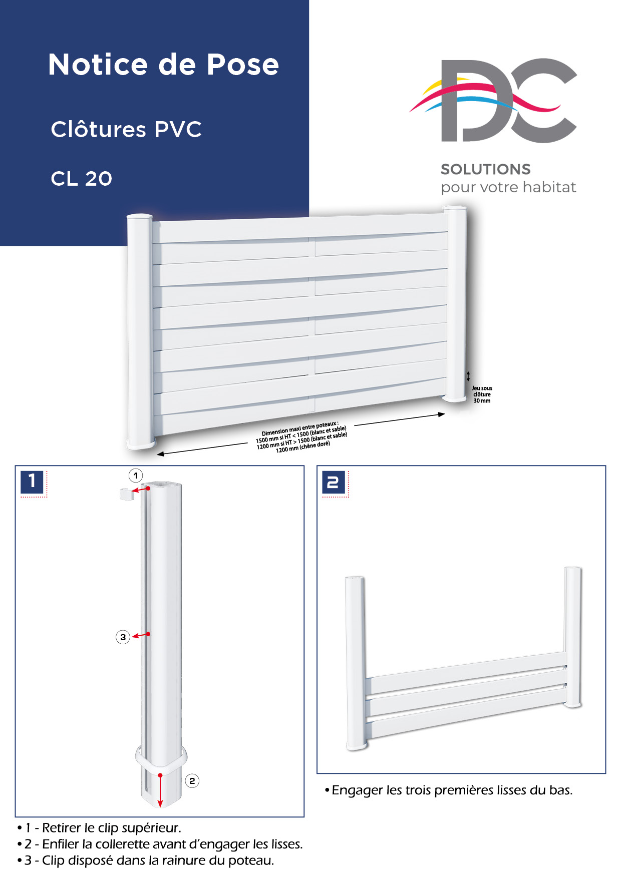 Notice de pose - Clôture PVC CL 21