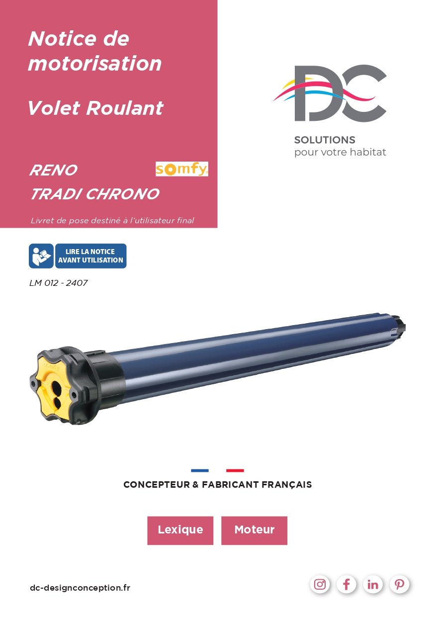 Notice de motorisation - Moteur somfy reno