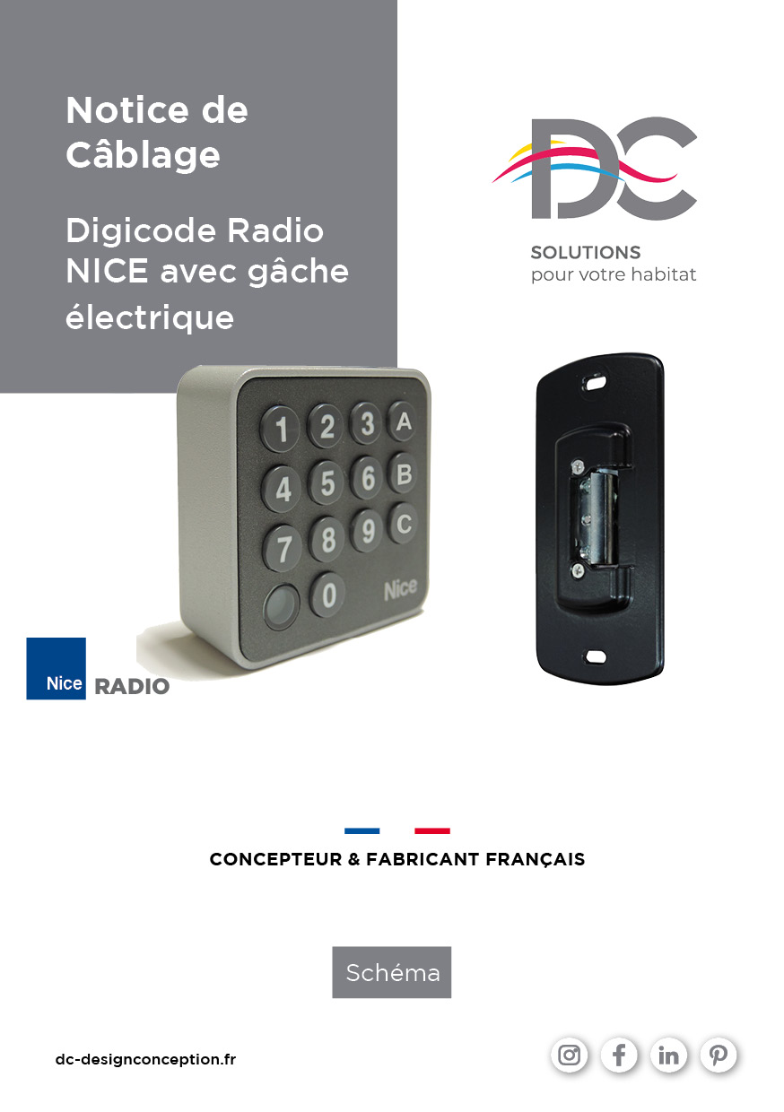 Notice branchement Digicode Nice + gâche electrique