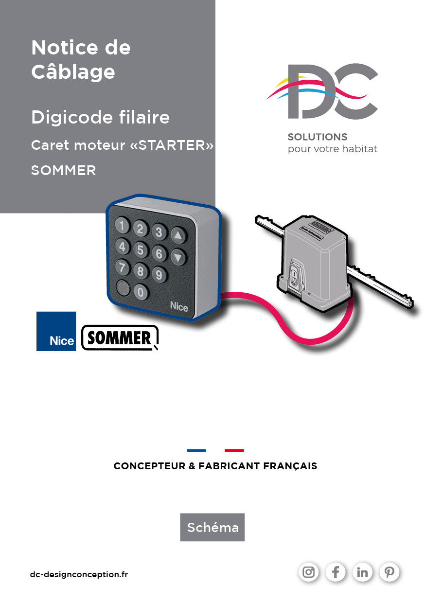 Notice de branchement digicode filaire STARTER SOMMER