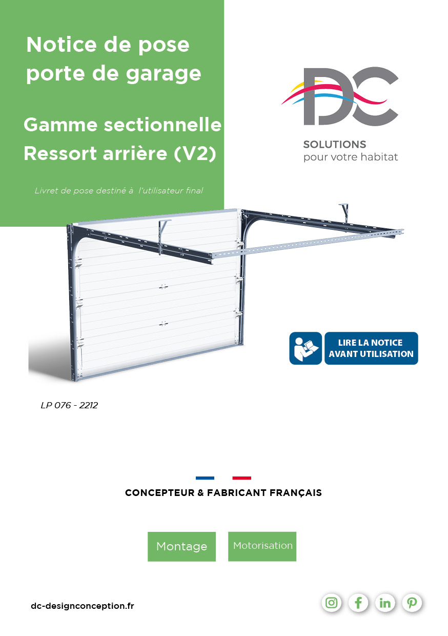 Notice de pose - Porte de garage sectionnelle ressort arrière