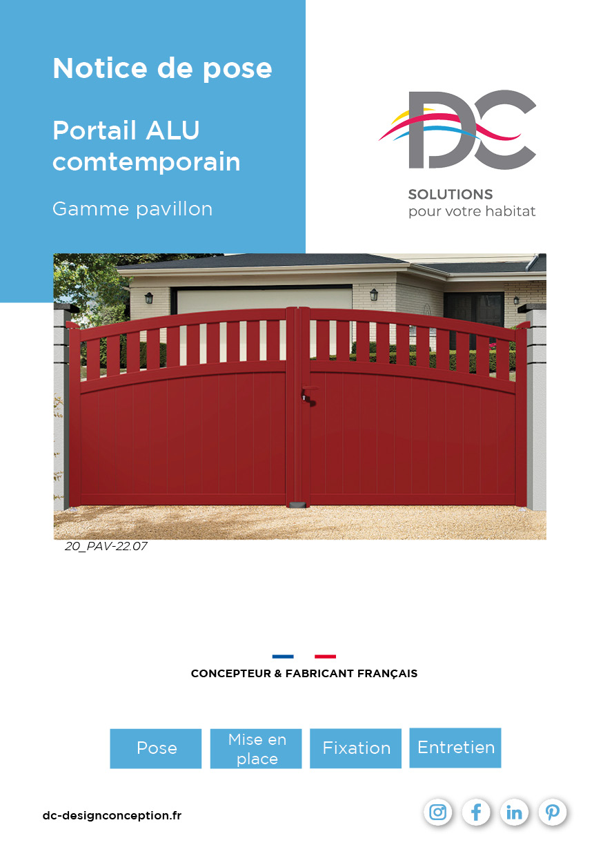 Notice de pose - Portail ALU Battant Contemporain Pavillon